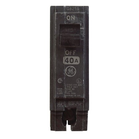 Current Circuit Breaker, THQL Series, 40A, 1 Pole, 120/240V AC, 10kA at 120/240V AC THQL1140A